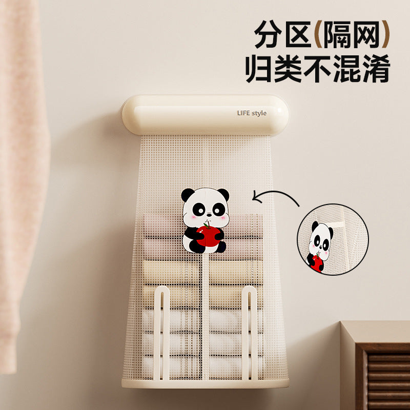 Multifunctional hanging storage mesh bag - socks, underwear, kitchen food organizer - wall-mounted storage pouch