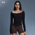 Modal yoga top - women's sexy one-shoulder long sleeve activewear - pilates & fitness t-shirt d25181