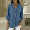 european and american export women's fashion solid color shirt with lace sleeve detail, casual blouse, new summer women's clothing