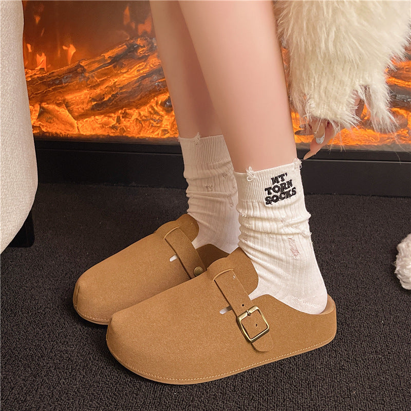New arrivaloutwearthick sole birkenstock shoes slip-on toe cap lazy slippers women's shoes soft bottomjapanese styleeasiest for match shoes
