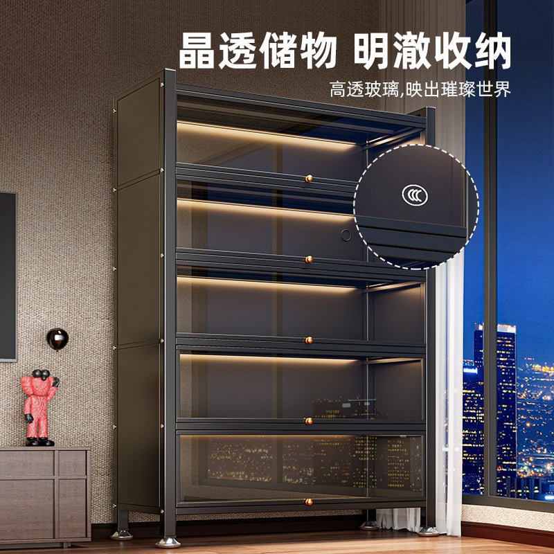 For home glass display cabinet with door dustproof bookcase kids living room study bookshelf blind box hand pain cabinet storage cabinet