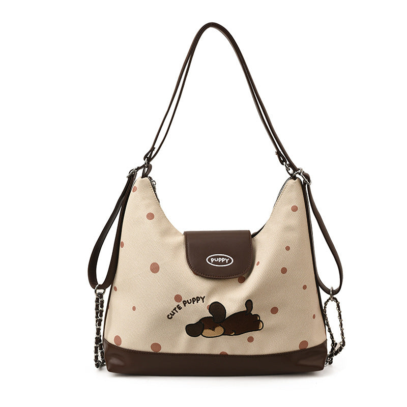 2025 new autumn/winter cute puppy large capacity tote bag - stylish and versatile handbag, commuter shoulder bag, and backpack