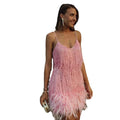 summer new fashion tassel sequin feather patchwork dress -  bestseller, ready to ship for women