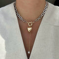 hot-selling love tassel necklace for women, european and american niche design, trendy sweet and cool patchwork chain earrings and bracelets