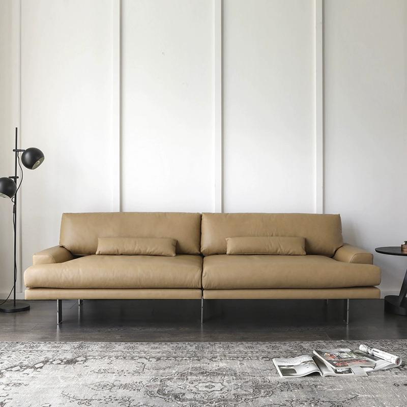 Nordic genuine leather sofa, modern minimalist italian design, perfect for small living rooms, designer three-seater - hardy