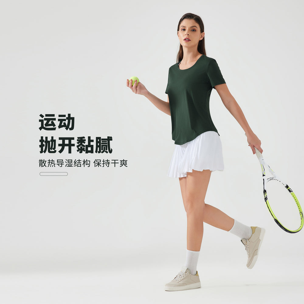 New lightweight, breathable, quick-dry, loose-fit activewear top - versatile, slimming, and figure-flattering short-sleeve yoga shirt d25017