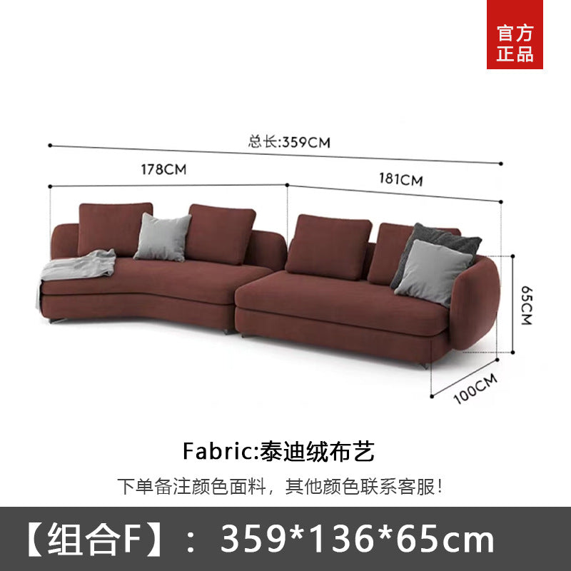Foshan saint-germain cream style small apartment curved sofa high-end corner teddy velvet fabric sofa living room