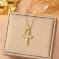[titanium steel] cross-border popular diamond double cross necklace, high-end elegant fashion stylish clavicle chain jewelry