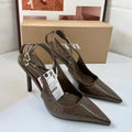Zar spring new arrivals: women's khaki green high heels - sexy pointed-toe stiletto sandals