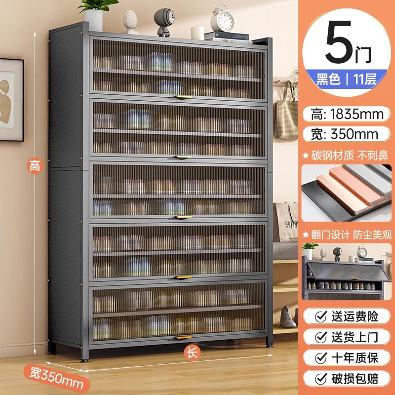 Household steel shoe cabinet dust-proof and moisture-proof shoe rack door all-in-one cabinet multi-layer floor-standing storage cabinet large-capacity storage cabinet