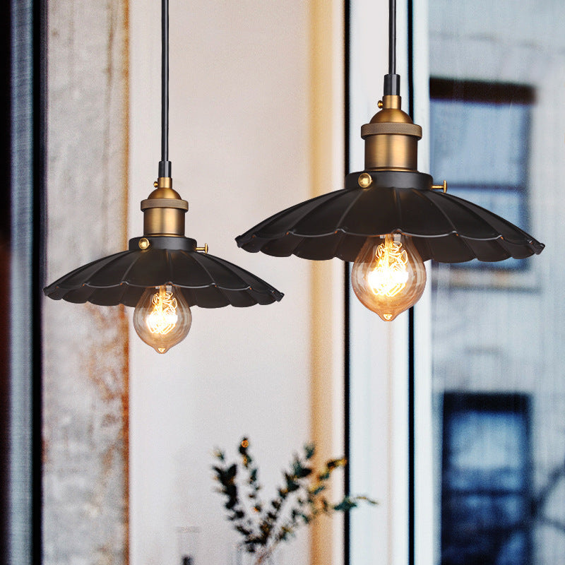 American rural industrial style retro wrought iron small chandelier restaurant aisle cafe bar counter single-head lotus leaf hanging lamp