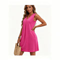 european and american sleeveless v-neck casual solid color dress for cross-border e-commerce