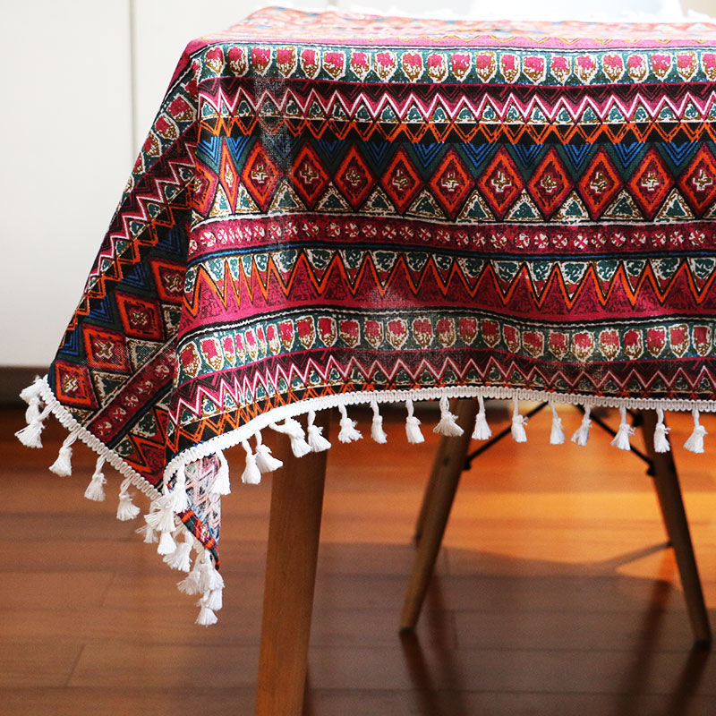 Ins tablecloth fabric cotton and linen small fresh scandinavian style populargirl heart plaid coffee table dining table dormitory desk mat