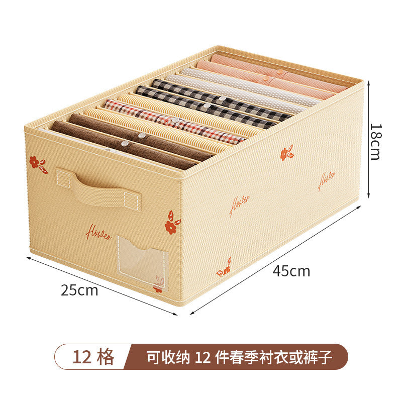 New little red flower divided storage box, underwear organizer, pp board clothes and pants storage solution, clothing storage box