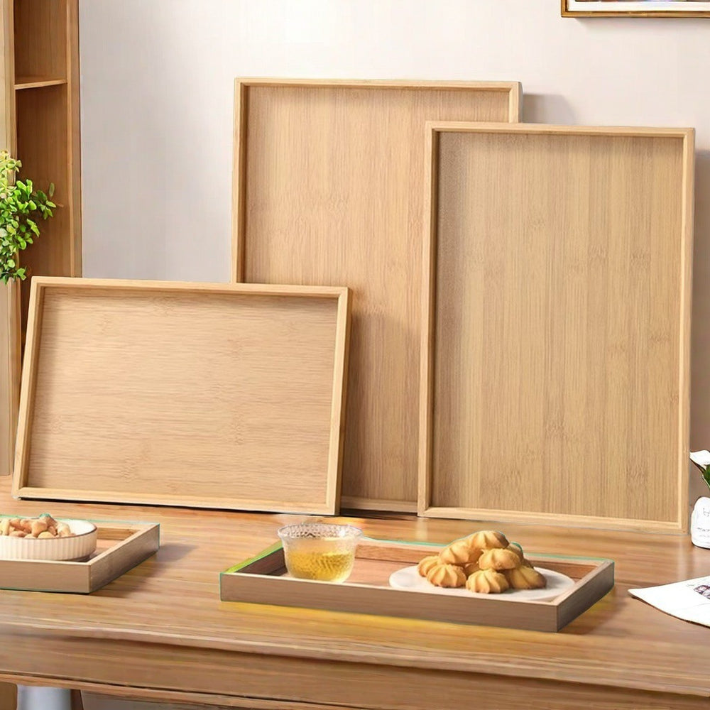 Bamboo and wood tray sets - available in sets of two, four, or six - japanese-style home use cups and plates, rectangular fruit platters, hotel and restaurant bbq dishes