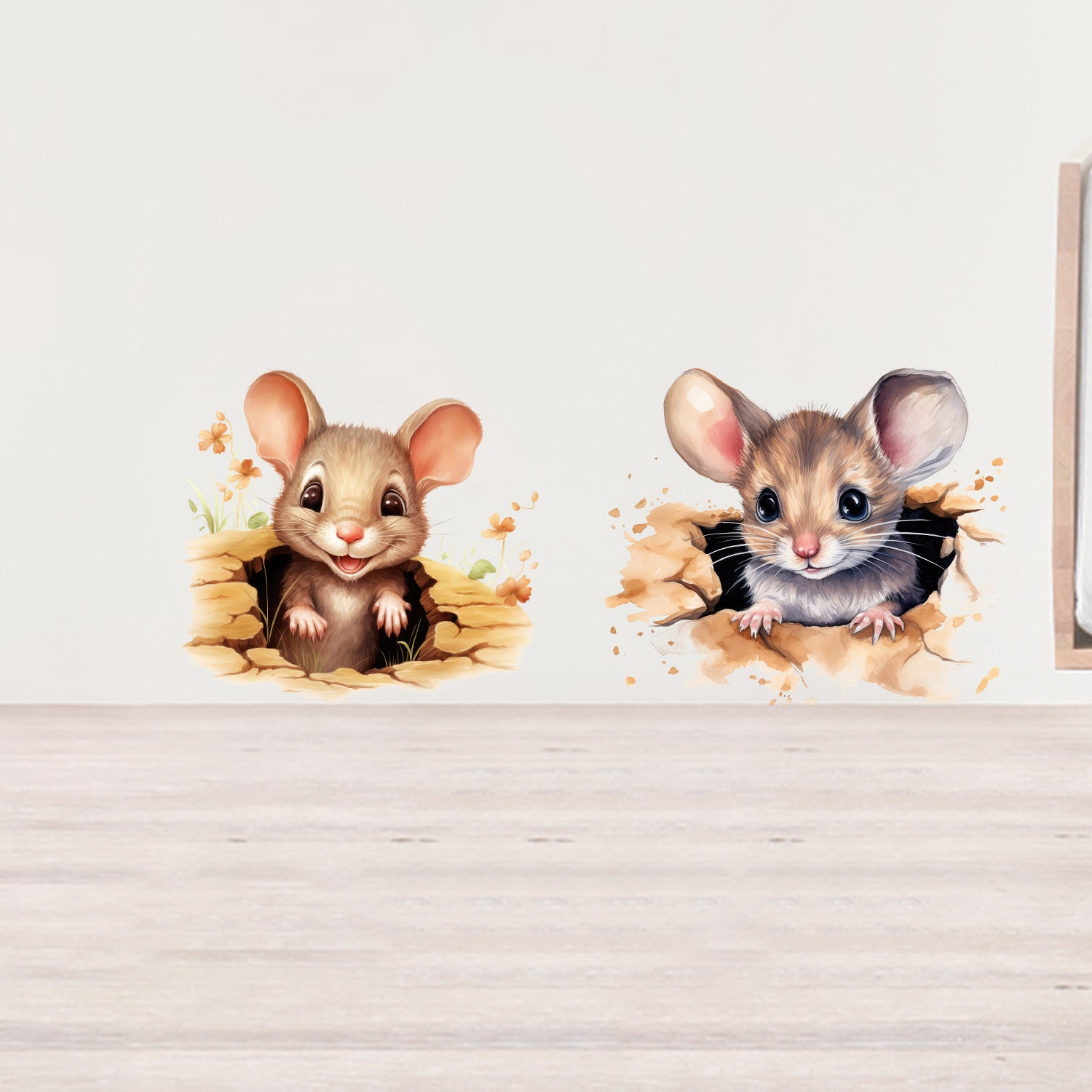 Cross-border  3D drilling hole two mice sticker arrangement bedroom room living room decoration wall sticker wholesale