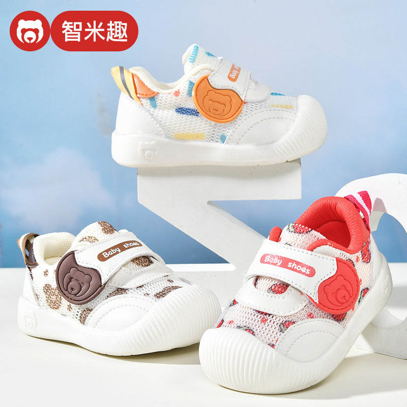 Baby sandals for girls, summer first walker shoes, 0-1-2 years old infant anti-slip soft sole mesh shoes for babies and toddlers, boys' shoes