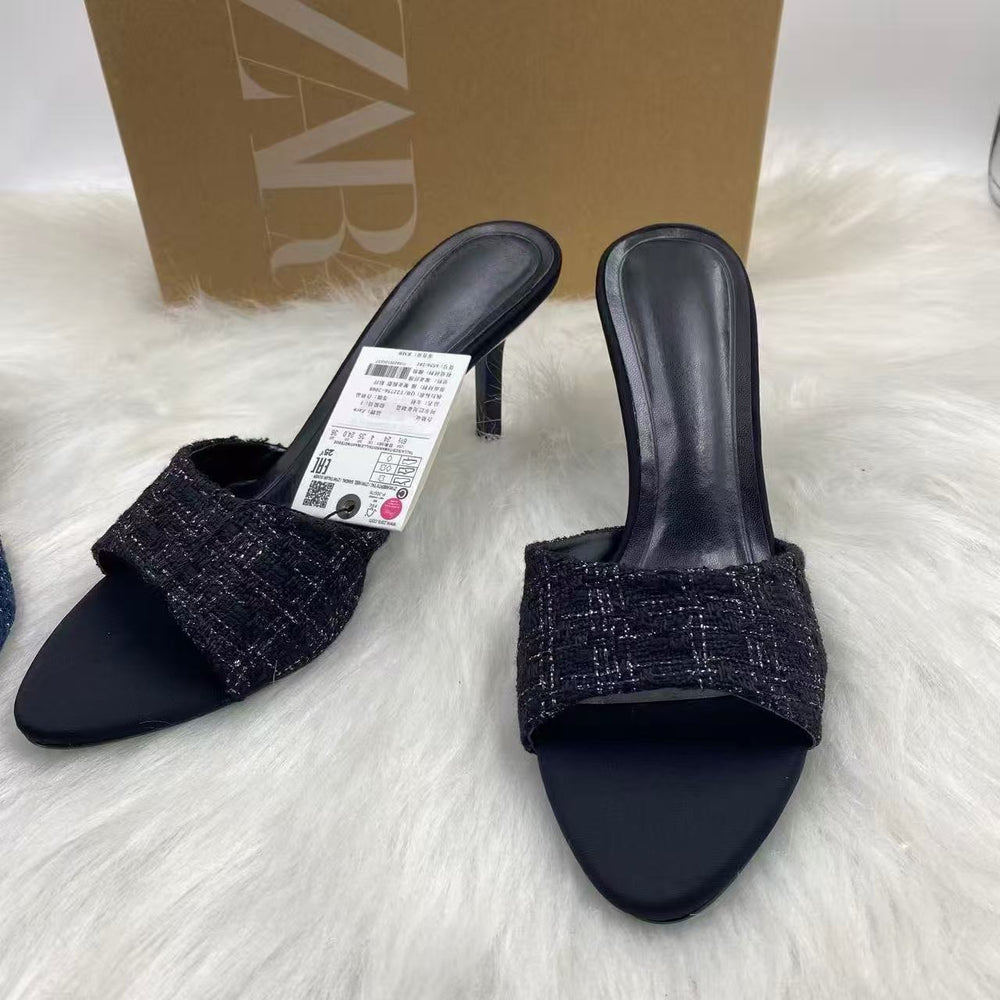 Za's 2025 new women's shoes: low-heeled, elegant, socialite-style pumps with closed toe, low-cut design, and ankle strap