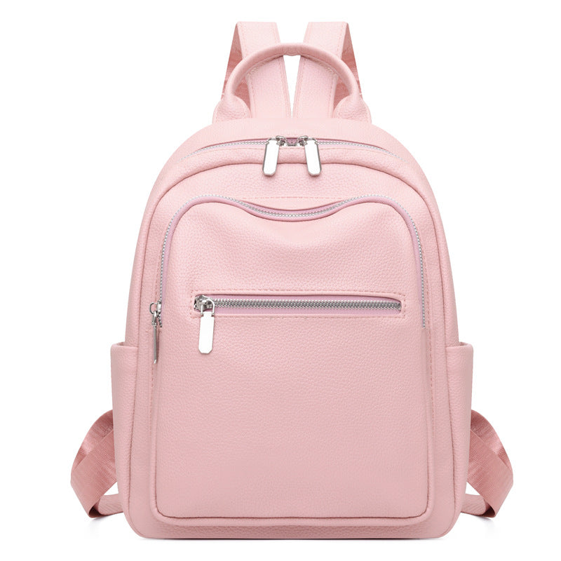 New PU soft leather backpack, women's lightweight travel backpack, high-end sense, large-capacity work commuter women's backpack