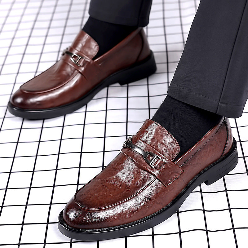 Leather shoes for men, business formal wear, casual men's live broadcast, spring new arrival british style work, korean style cross-border slip-on leather shoes