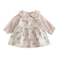 Summer infant romper dress set - baby girl sweet pink cartoon dress outfit