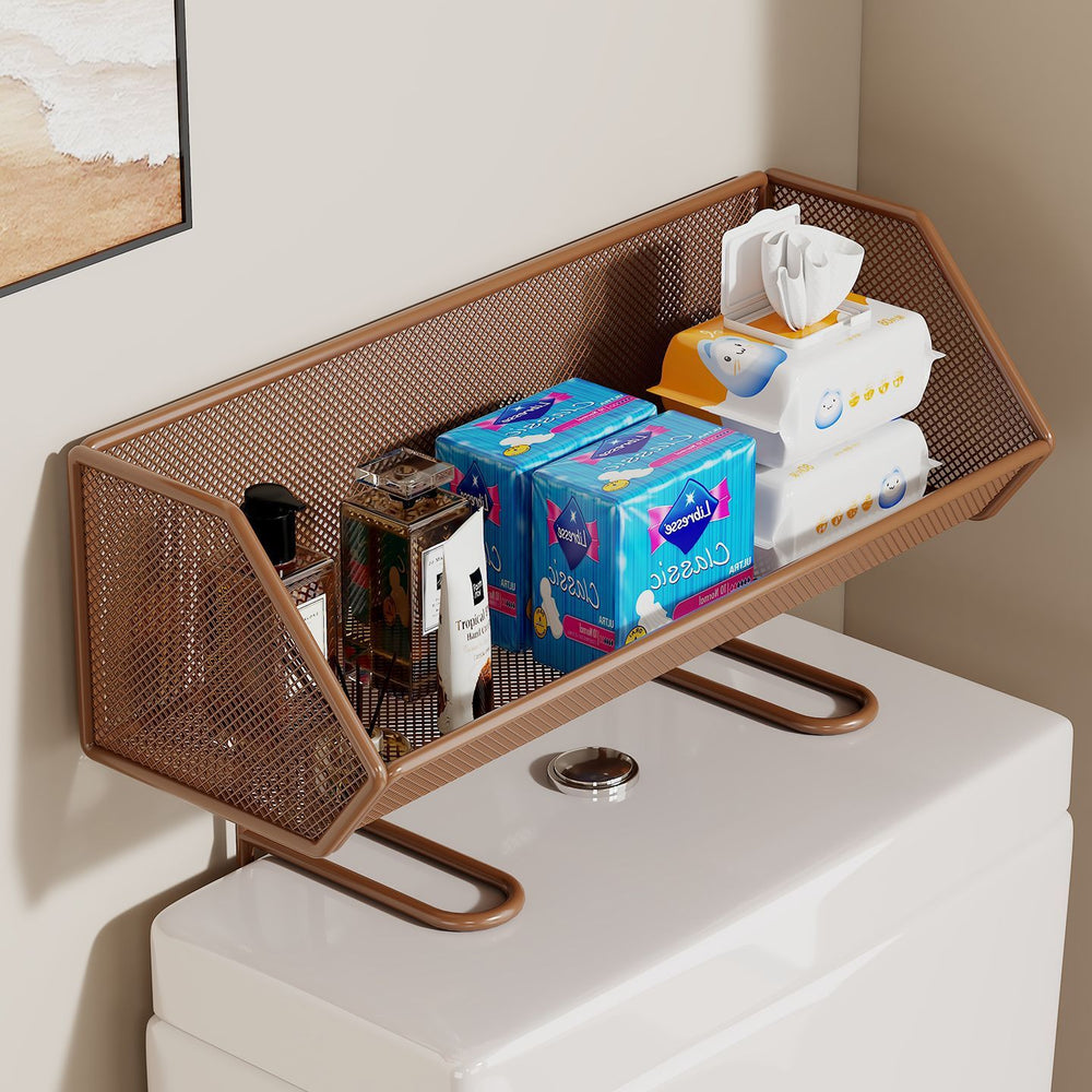 Over-the-toilet storage shelf - bathroom organizer rack - multifunctional toilet & washroom accessory storage solution