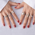 Wholesale alloy rings: european & american cross-border jewelry, women's high-end fashion, french minimalist pearl stacking ring set