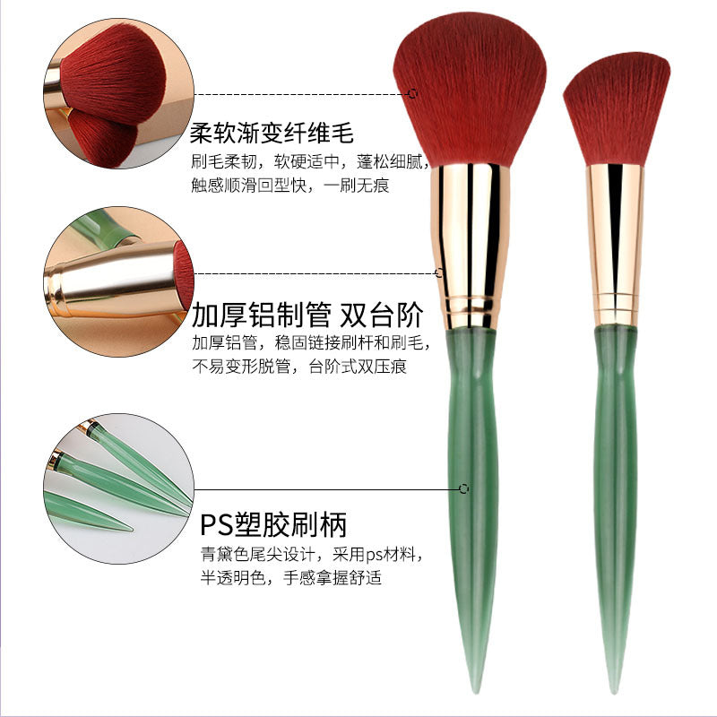 makeup brush set, 12-piece, featuring soft bristles, including a foundation brush, angled contour brush, and a complete set of makeup brushes