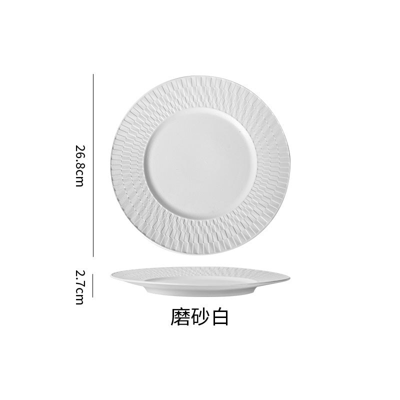 Nordic rock texture ceramic steak plate - premium ceramic tableware for restaurants and hotels