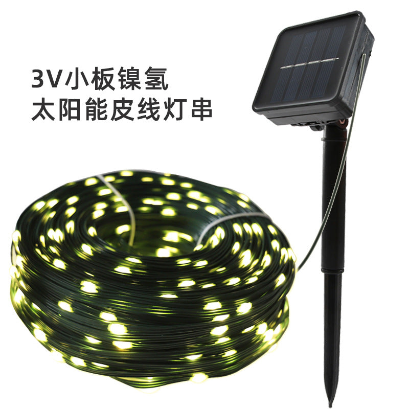 Cross-border PVC copper wire light string outdoor waterproof solar LED light string Christmas decoration project lighting leather wire light string