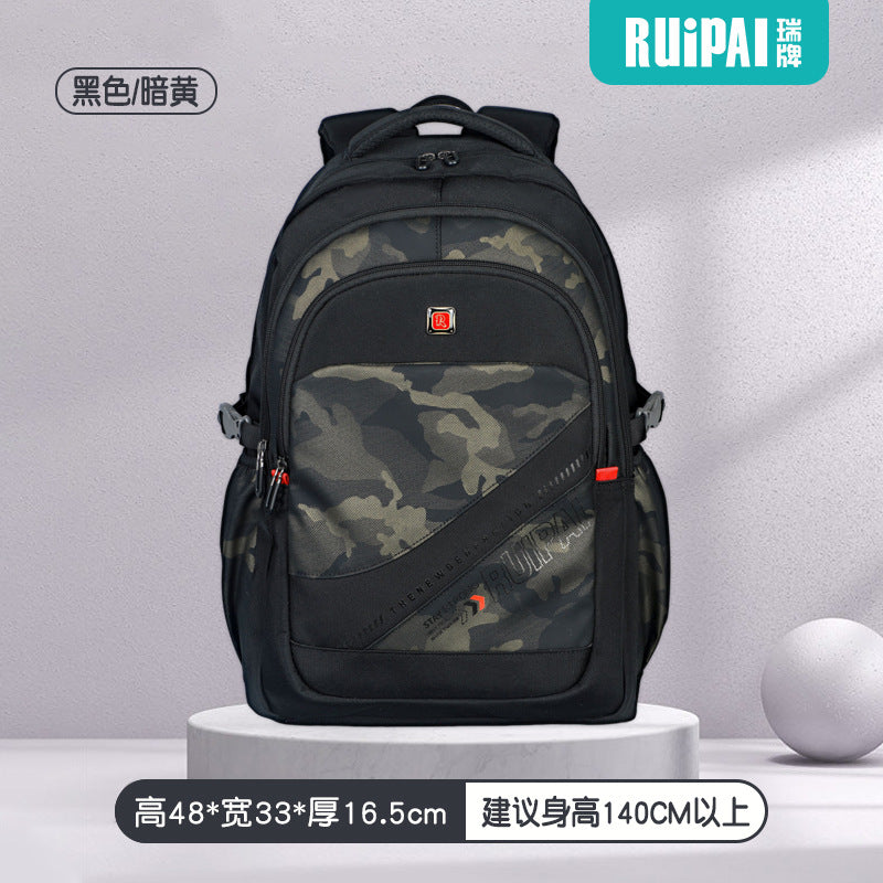 Ruipai junior high school student schoolbag for men and women, large-capacity simple backpack for men, reduce the burden on sixth-grade primary school students schoolbag