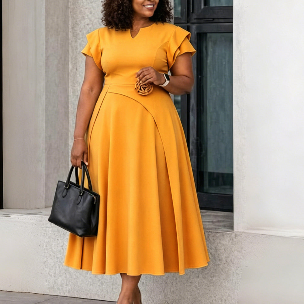 D3367 women's summer new arrival: european and american style elegant plus size midi high waist a-line african dress