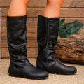 hot-selling cross-border long boots for independent e-commerce stores: loose-fit, flat-heel, retro western-style, plus-size equestrian boots - wholesale