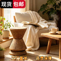 Wabi-sabi style side table, garden outdoor courtyard imitation solid wood pier, b&b art living room imitation log stool
