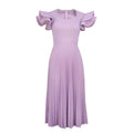 Am030117spring & fall purple square neck dress eleganceelegantcasualwork clothingpleated skirt dresses