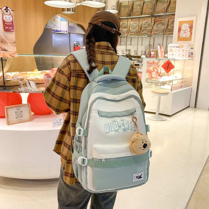 School bag, male college student, Korean version, junior high school student, high school, large-capacity burden reduction backpack, female middle school student, casual backpack.