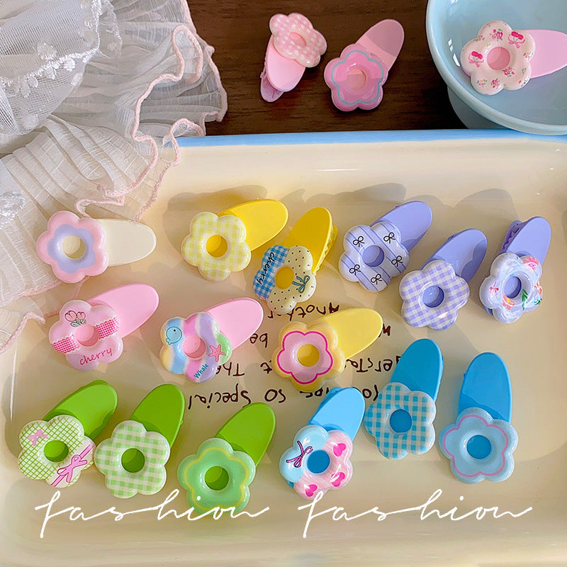 Colorful flower small hairpin, small and exquisite girl side clip, headwear hairpin, bangs clip, forehead broken hair small size