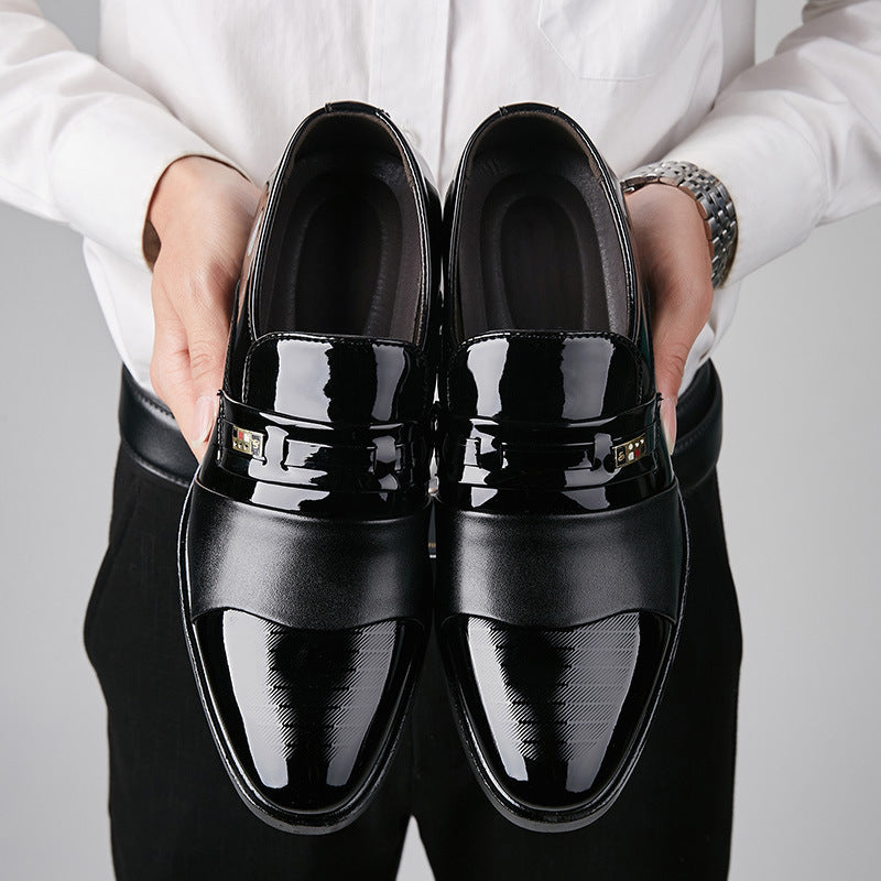 Winter leather shoes men's business formal shoes plus size slip-on fleece-lined cotton shoes men's shoes versatile casual wedding shoes