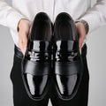 Winter leather shoes men's business formal shoes plus size slip-on fleece-lined cotton shoes men's shoes versatile casual wedding shoes