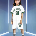 wholesale girls' short-sleeve and shorts sets, fashionable spring, summer, and autumn outfits for girls