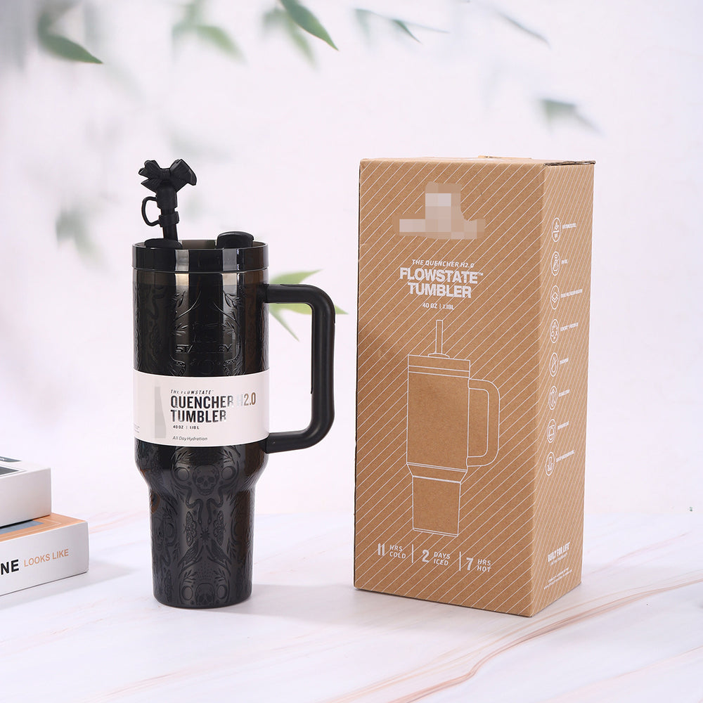 fashioncasual40oz car cup stanley 304 stainless steel thermos cup large capacity handle straw cup