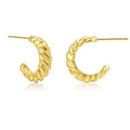 European and american c-shaped cable stitch earrings retro horn thread hollow earrings for women fashionstylishsense of design earrings