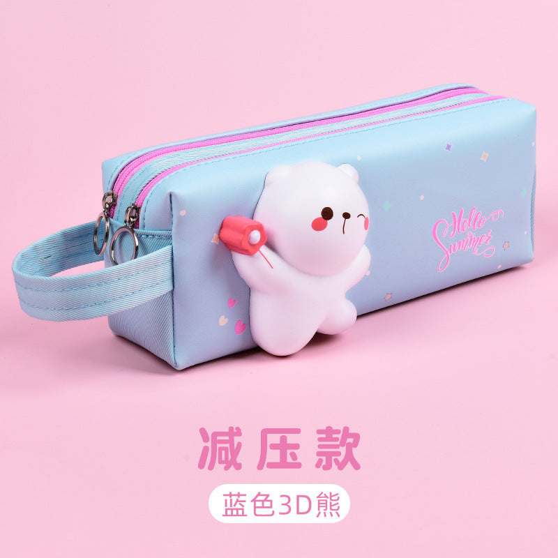New cute pencil bag small fresh creative multi-functional stationery box girls cartoon pencil bag