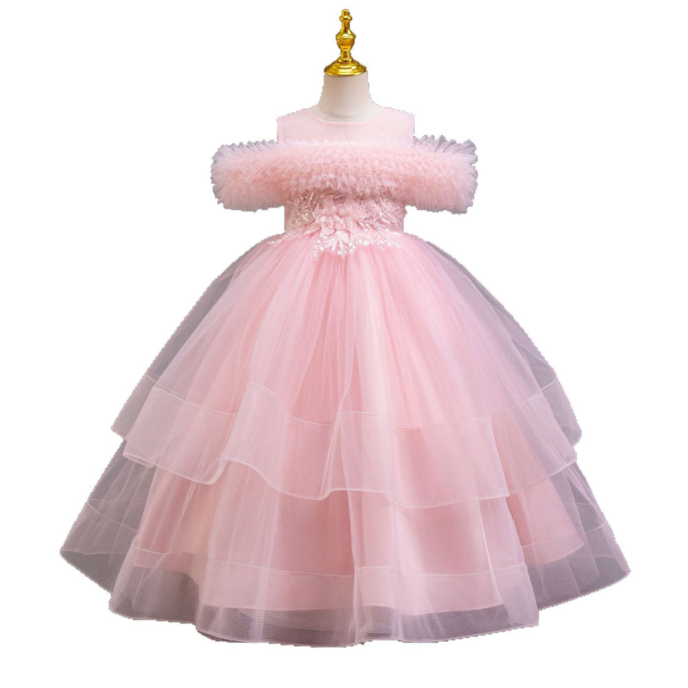 Factory direct children's floral tulle dress - princess style, perfect for runway shows and baby photoshoots