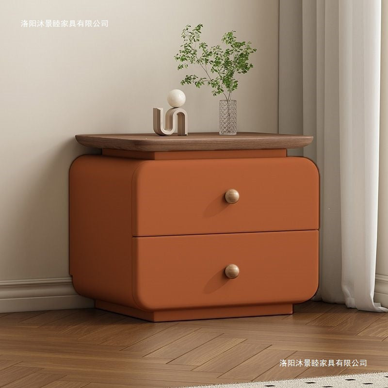 Bedside cabinet cream casualfor homemodern new bedroom leather storage bedside table installation normcore bedside table