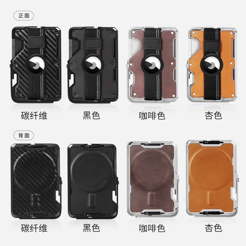 Applicable to Apple aluminum alloy card box, new AirTag rubber band metal card bag airtag flip magnetic card bag