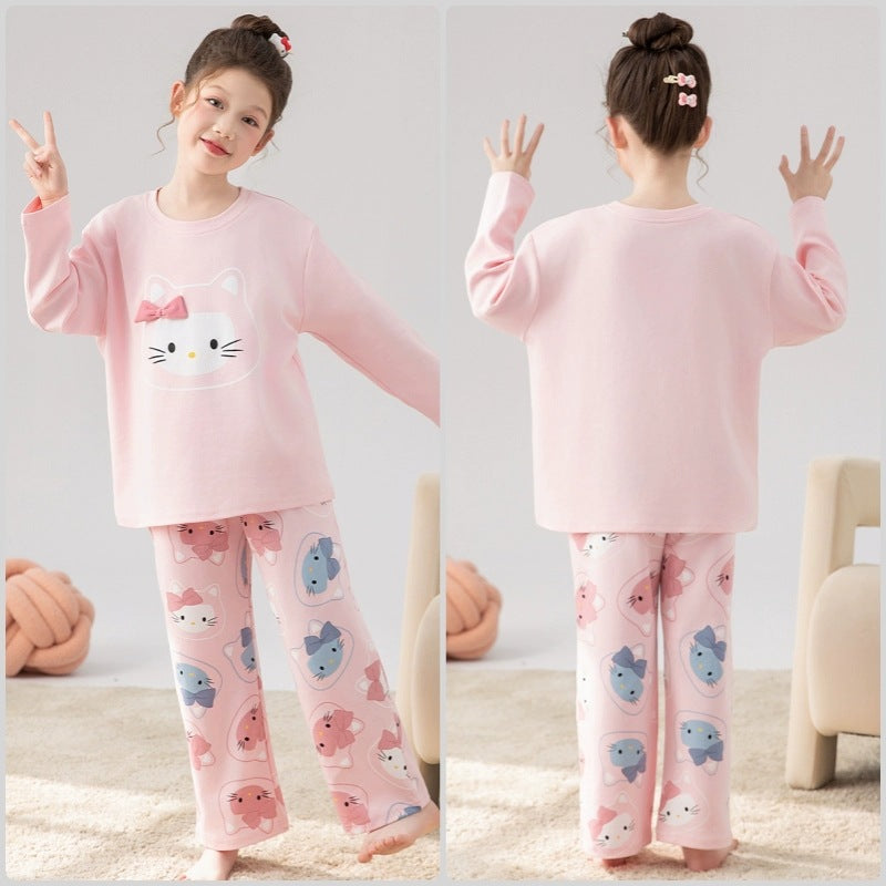 Girls' pajamas - spring/autumn cotton lightweight long sleeve set - new stylish princess style loungewear for kids
