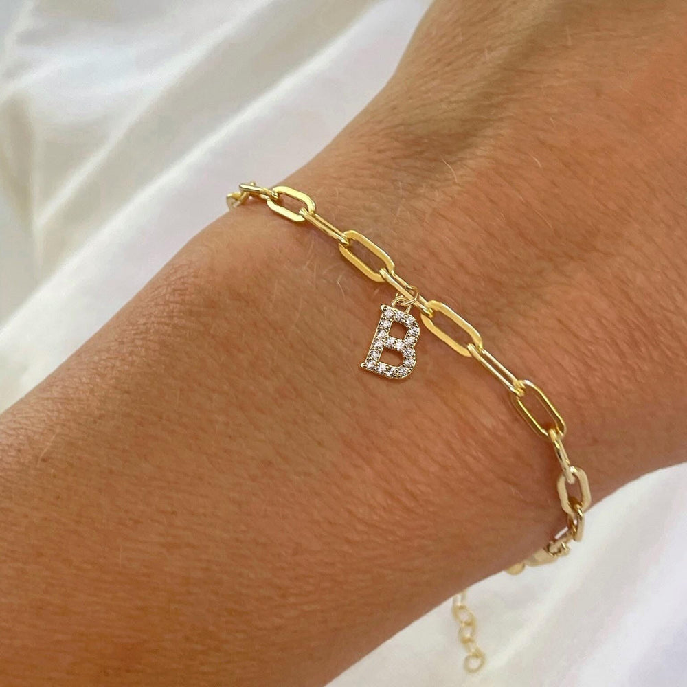 amazon 26 letter inlaid cubic zirconia pendant jewelry stylish paper clip adjustable bracelet for women