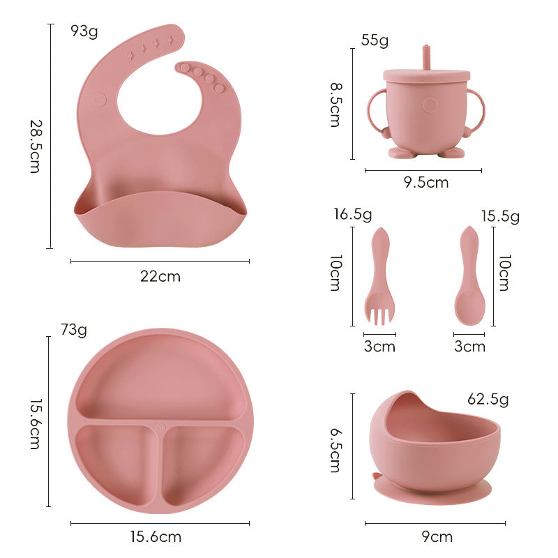 Silicone kids' meal set: baby food training suction bowl, food-grade fork and spoon, feeding utensils for babies