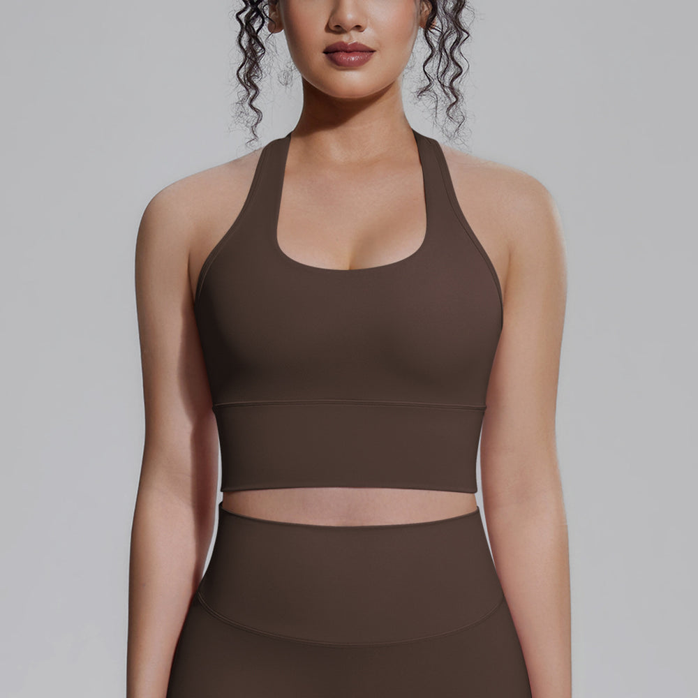Naked-feel compression sports bra yoga top - quick-dry racerback workout tank with padded yoga bra